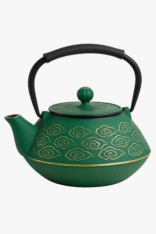 japanese cloud-motif cast iron teapot with infuser