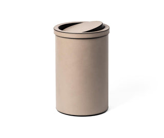 classic round tilting lid bathroom trash bin Pinetti front view