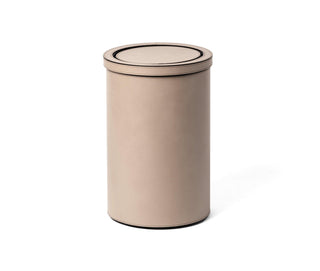 classic round tilting lid bathroom trash bin Pinetti close-up