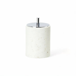 travertine stone bathroom set soap dispenser toothbrush holder luxury detail