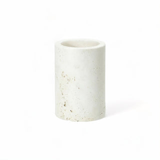 travertine stone bathroom set soap dispenser toothbrush holder luxury angle view