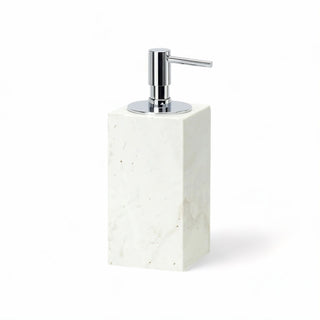 travertine stone bathroom set soap dispenser toothbrush holder luxury front view