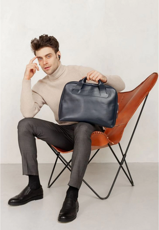 leather briefcase premium genuine leather laptop bag adjustable shoulder strap detail