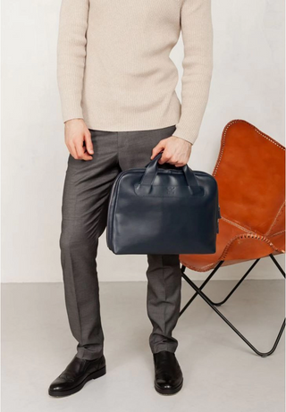 leather briefcase premium genuine leather laptop bag adjustable shoulder strap set view