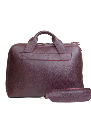 leather briefcase premium genuine leather laptop bag adjustable shoulder strap lifestyle view