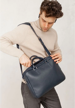 leather briefcase elegant business bag adjustable shoulder strap collection view