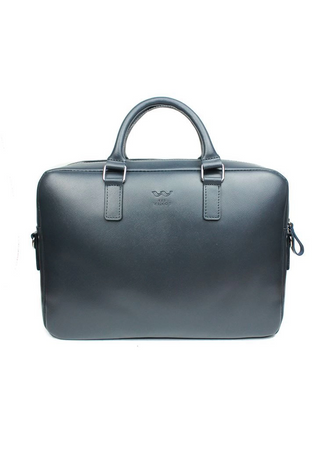 leather briefcase elegant business bag adjustable shoulder strap back view