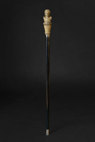 Postmodern ash wood sculptural accent handmade Italian walking cane back view