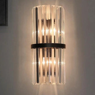 Art Deco glass slat wall light dual G9 LED silver black aluminium