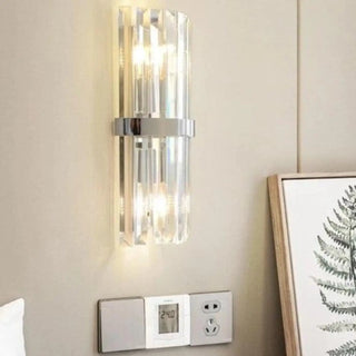 Glass slat wall sconce dual G9 LED Art Deco silver black 40cm