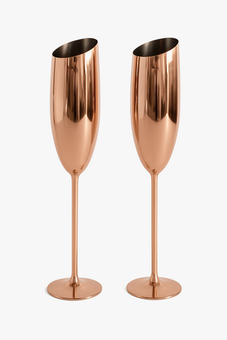 Textured stainless steel champagne glasses