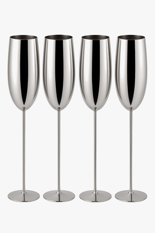 Textured stainless steel champagne glasses
