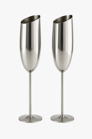 Textured stainless steel champagne glasses