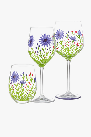 Floral pattern crystal glass wine glasses, 700 ml