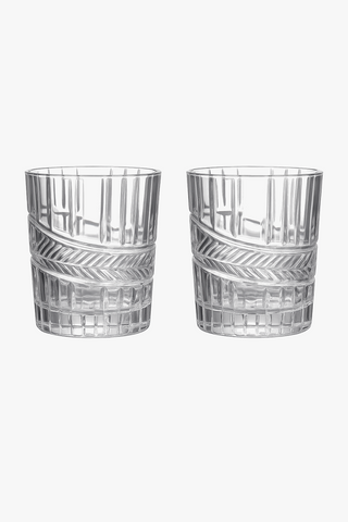 Embossed relief whisky glasses