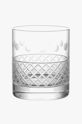 Embossed relief old-fashioned whisky glasses