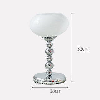 Vintage flower glass Bauhaus lamp wide view — warm