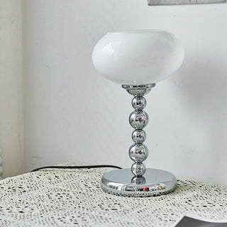 White glass flower lamp wide — Bauhaus vintage designer