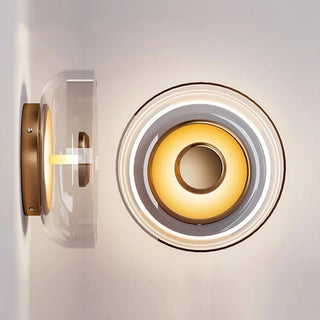 Bedside glass wall sconce warm ambient LED — bedroom fixture