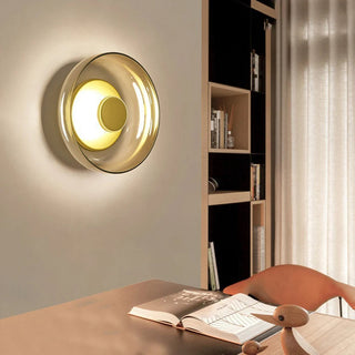 Bedside LED glass wall light warm glow — sconce