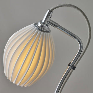 Vintage ribbed ceramic lamp detail — white classic warm
