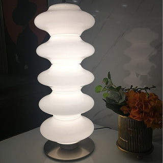 Modern elegant white glass table lamp — LED bedroom lighting