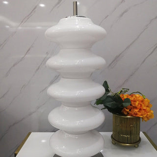 White glass bedroom lamp front — modern elegant LED design