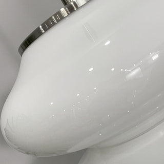 Modern white glass table lamp illuminated — elegant LED warm