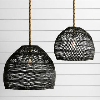 Hemp rope pendant over kitchen island — natural style