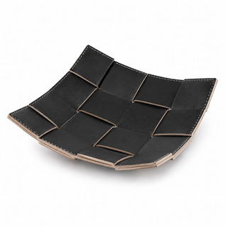 woven faux leather catchall tray