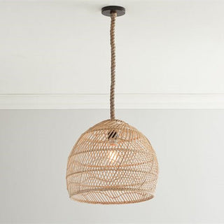 Boho pendant with handmade rope and rattan construction
