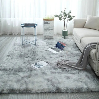 fluffy light grey modern kilim non slip plush carpet side view