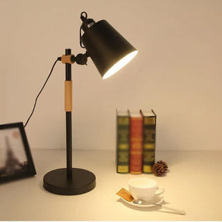 Modern Nordic table lamp wide view — LED touch warm